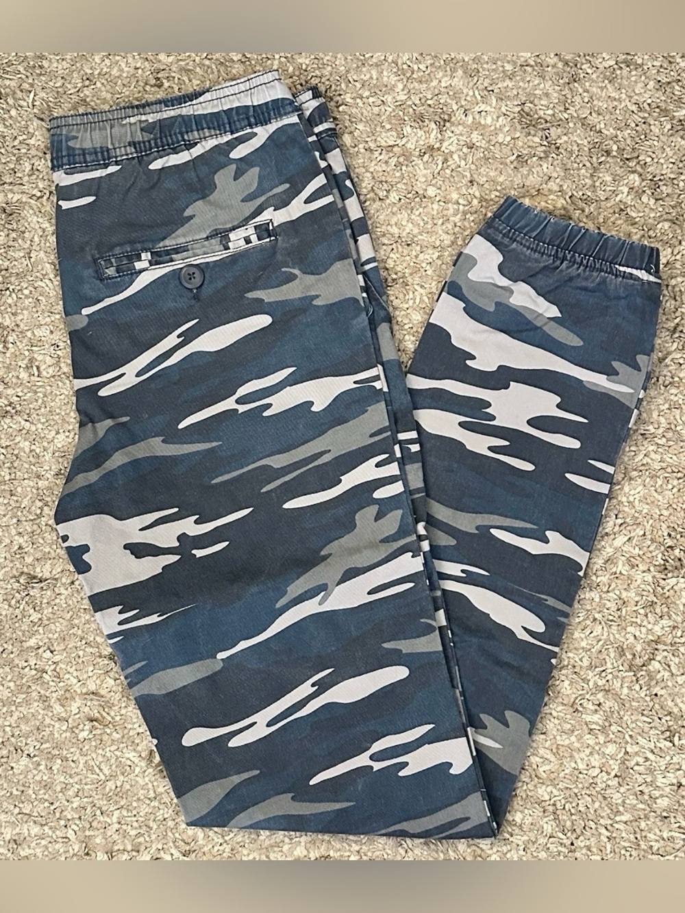 Route 66 Kmart Men’s Size S Blue Camo Elastic Waist/Hem Drawstring Jogger Pants
